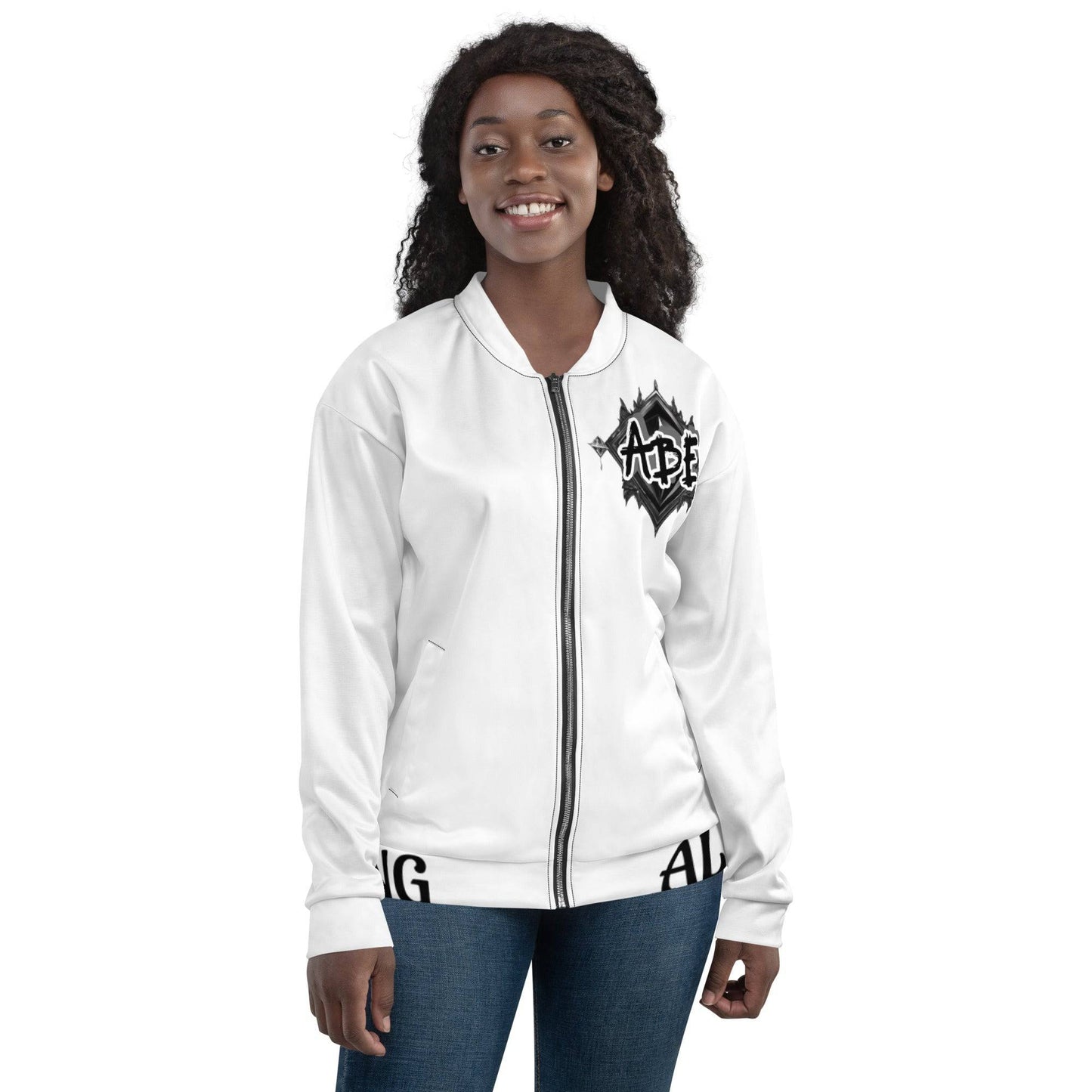 Add a little zing to your wardrobe with this vibrant All-Over Print Bomber Jacket. Wear it on a basic t-shirt, or layer it on top of a warm hoodie—it’ll look great either way. This is mens and women wear with style and the latest hip-hop fashion. Unisex so anyone can wear with confidence. so be quick to grab yourself one! ABE All Black Everything Unisex Bomber Jacket.