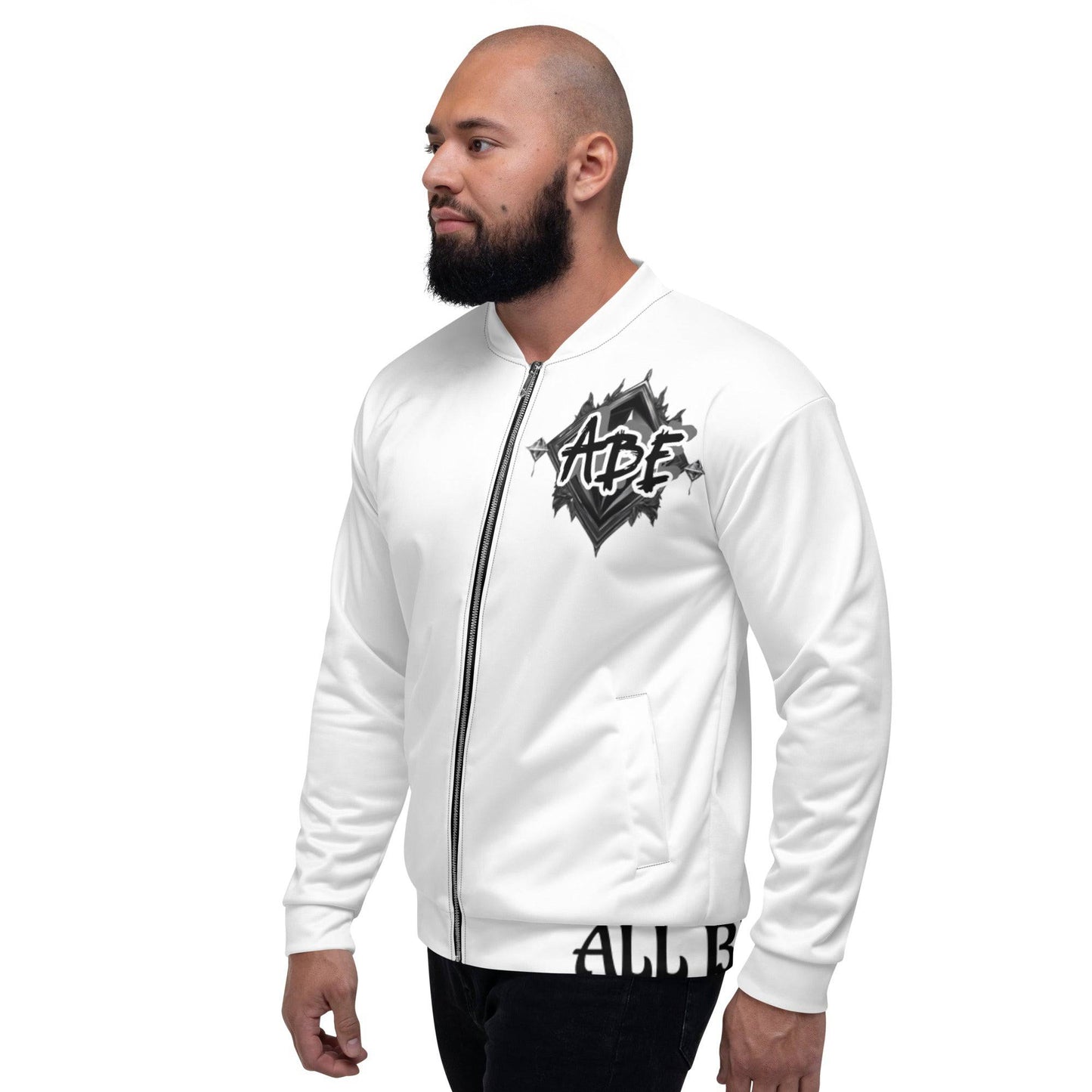 Add a little zing to your wardrobe with this vibrant All-Over Print Bomber Jacket. Wear it on a basic t-shirt, or layer it on top of a warm hoodie—it’ll look great either way. This is mens and women wear with style and the latest hip-hop fashion. Unisex so anyone can wear with confidence. so be quick to grab yourself one! ABE All Black Everything Unisex Bomber Jacket.