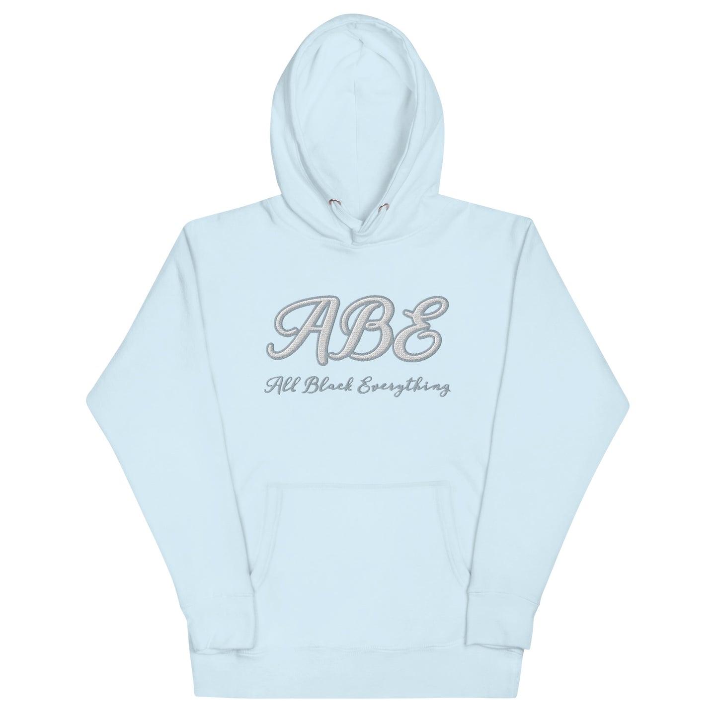 Stylish ABE Grey Embroidered Hoodie in soft fabric, featuring a cozy hood and pouch pocket for ultimate comfort.