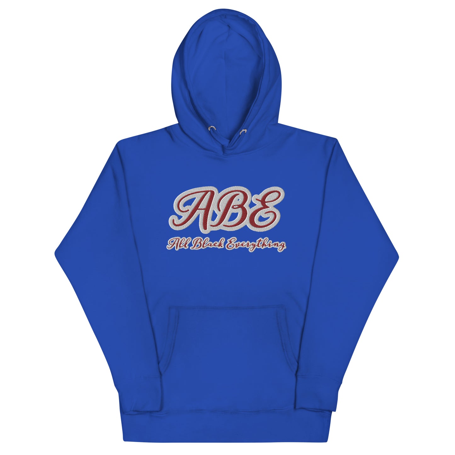 Stylish ABE All Black Everything Burgundy Embroidery Unisex Hoodie, perfect for elevating your streetwear wardrobe.