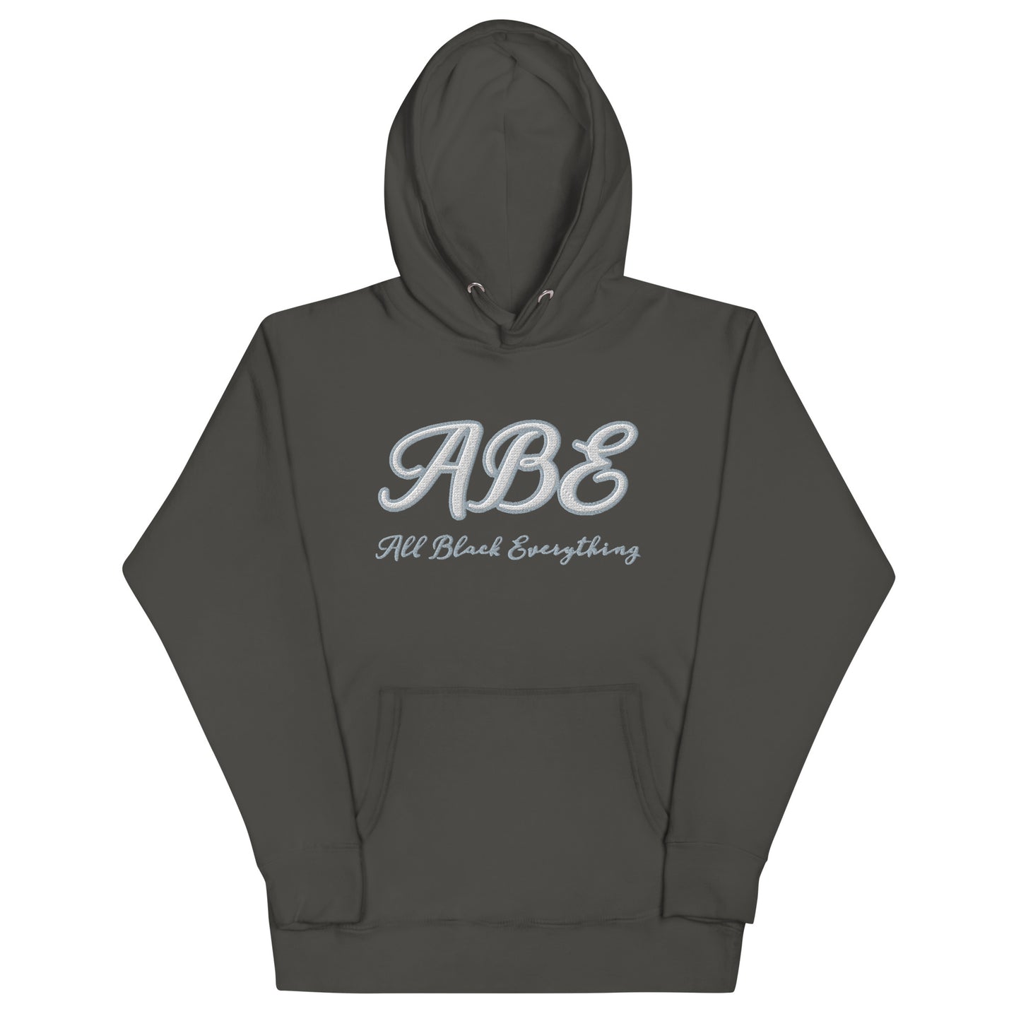ABE Grey Embroidered Hoodie features a stylish design and cozy fit, perfect for streetwear enthusiasts.