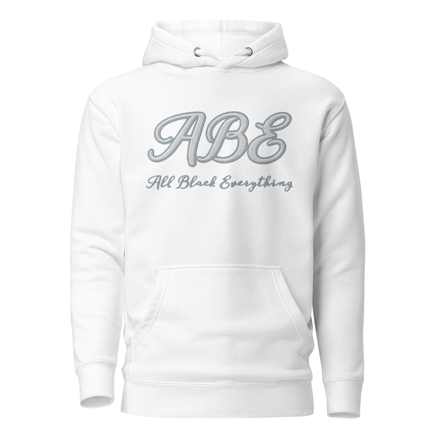 Stylish ABE Grey Embroidered Hoodie featuring a soft fabric and convenient pouch pocket, perfect for chilly evenings.