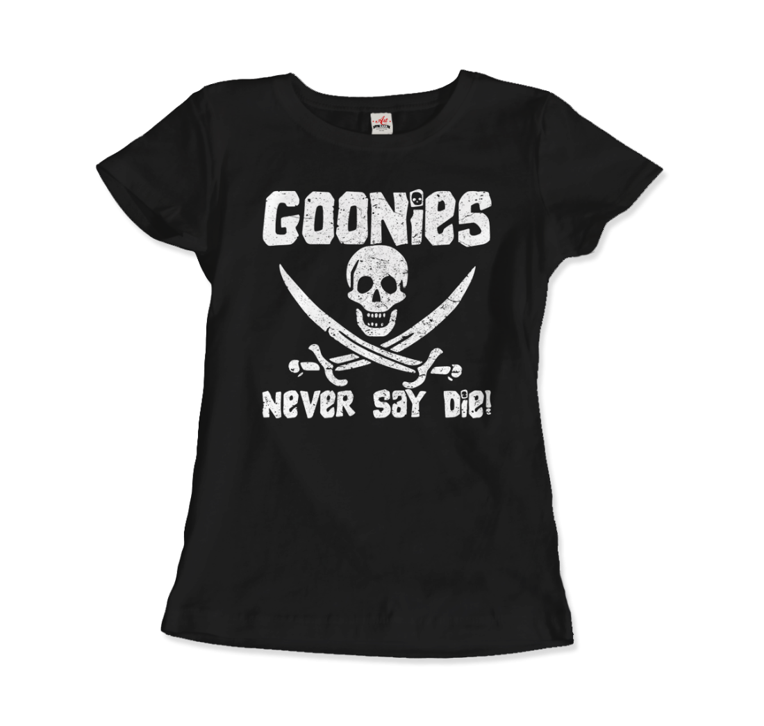 The Goonies Never Say Die Distressed Design T-Shirt - All Black Everything ABE LLC