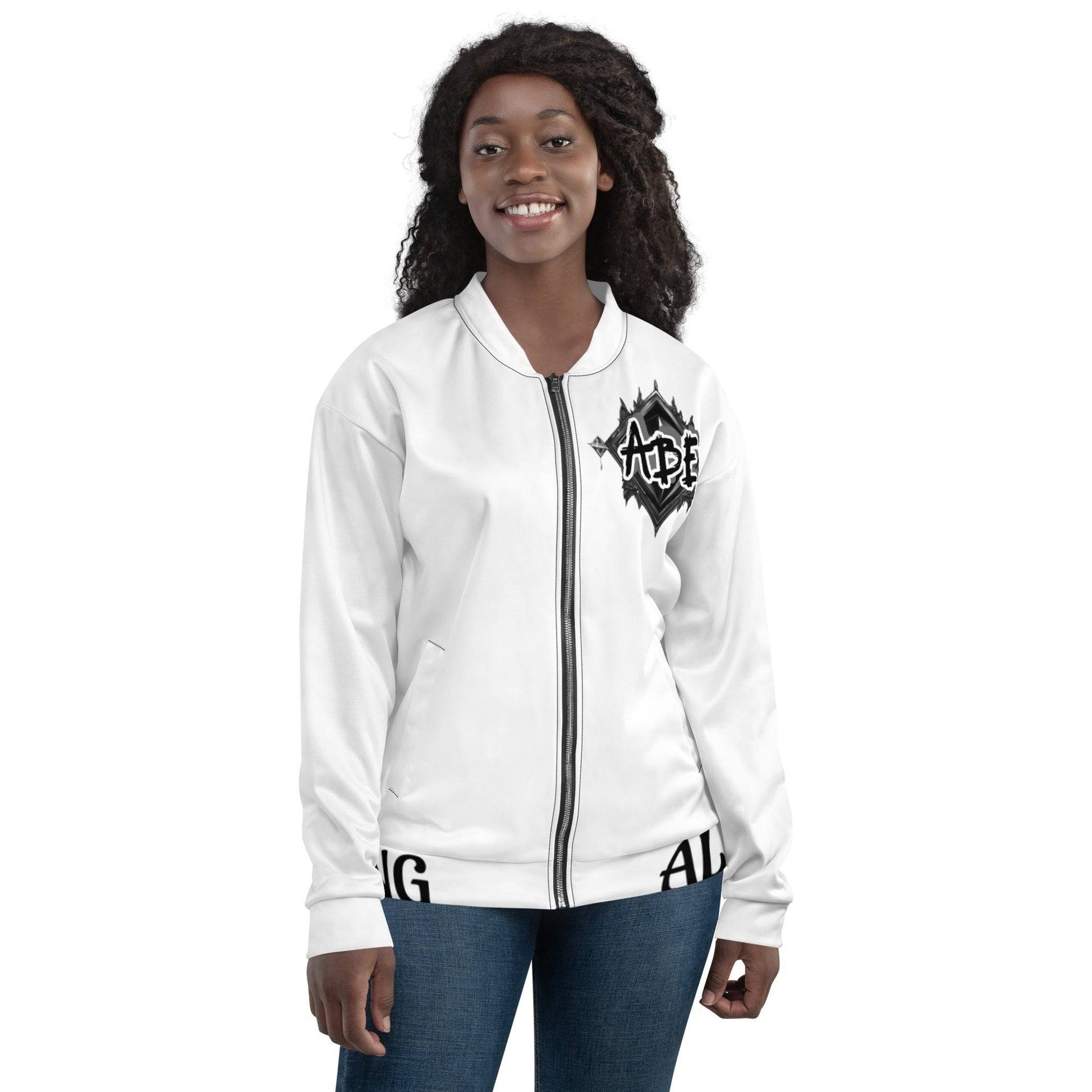Add a little zing to your wardrobe with this vibrant All-Over Print Bomber Jacket. Wear it on a basic t-shirt, or layer it on top of a warm hoodie—it’ll look great either way. This is mens and women wear with style and the latest hip-hop fashion. Unisex so anyone can wear with confidence. so be quick to grab yourself one! ABE All Black Everything Unisex Bomber Jacket.