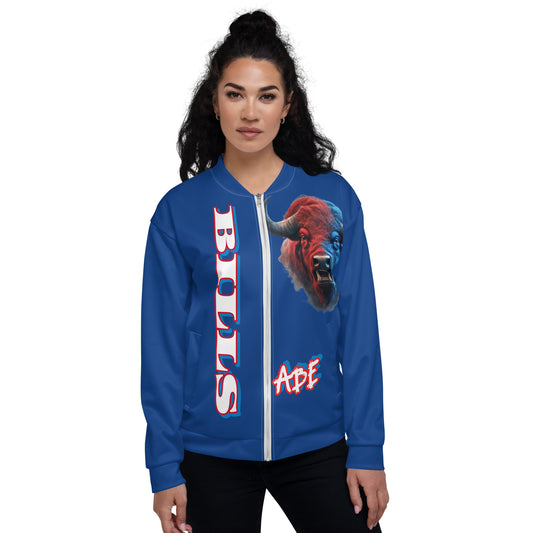 Stylish ABE Blue Bills Team Jacket for unisex fans, showcasing team spirit and Buffalo Mafia pride.