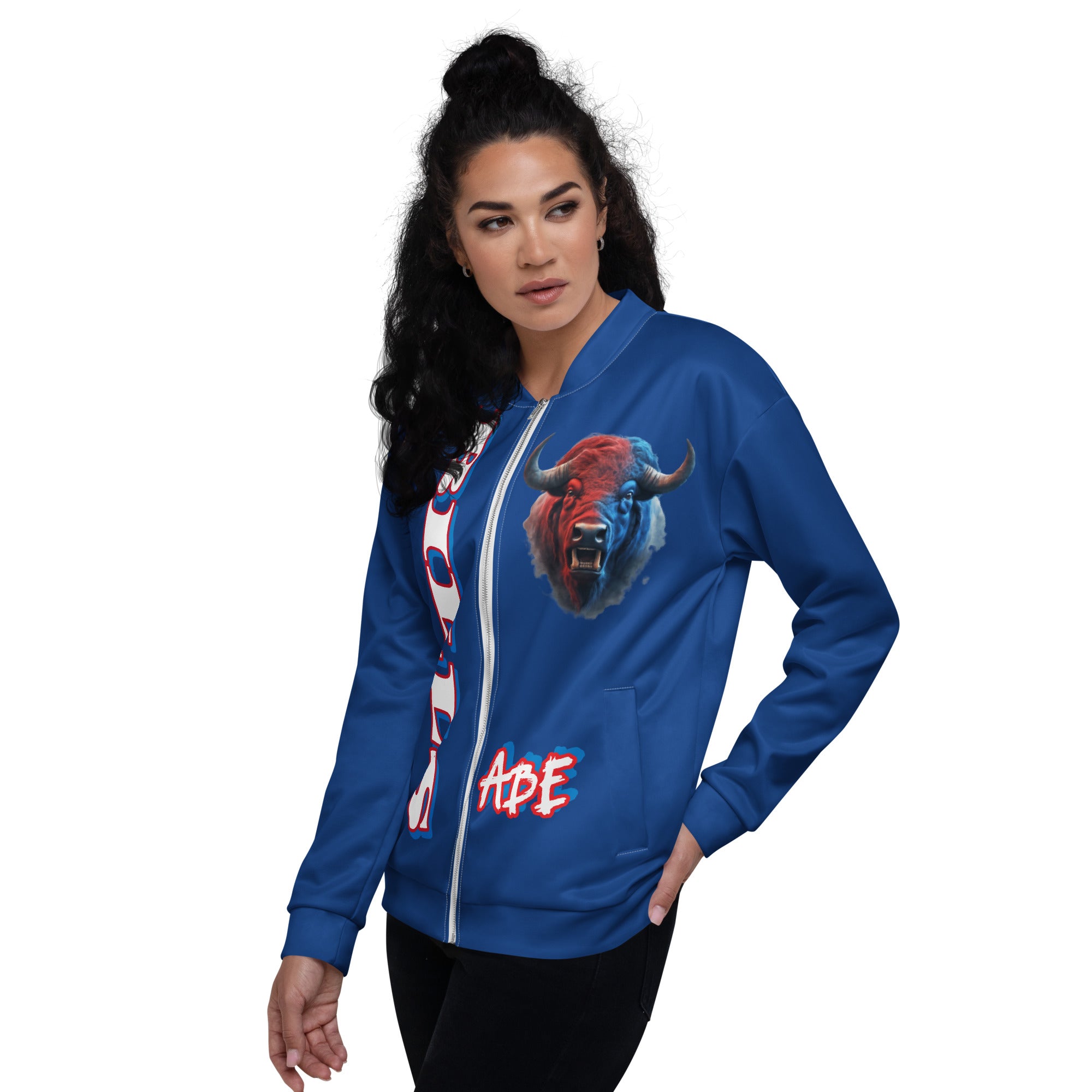Stylish ABE Blue Bills Team Jacket showcasing Buffalo pride, perfect for fans of all ages. Elevate your game day look!