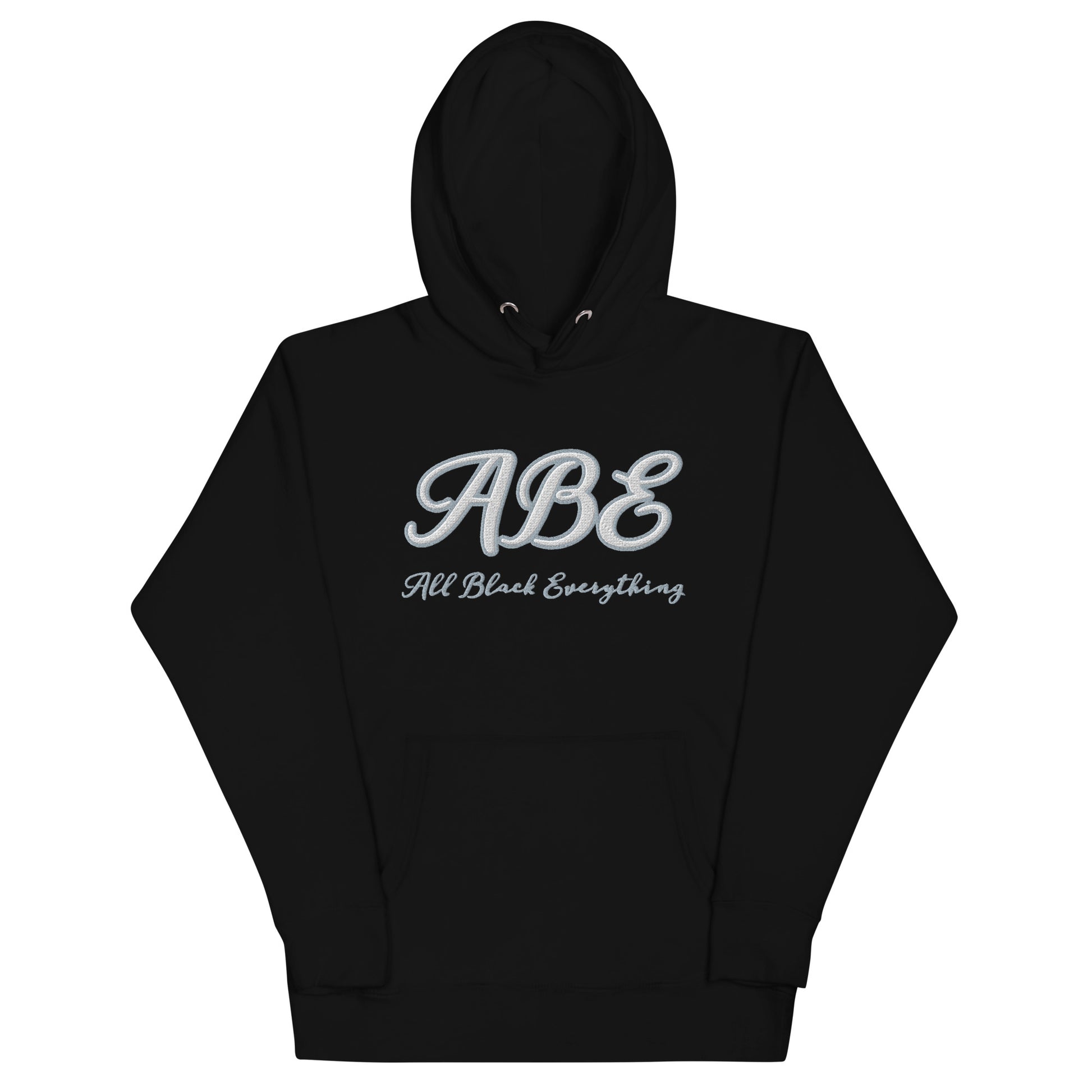 Stylish ABE Grey Embroidered Hoodie featuring a cozy design and pouch pocket, perfect for streetwear enthusiasts.