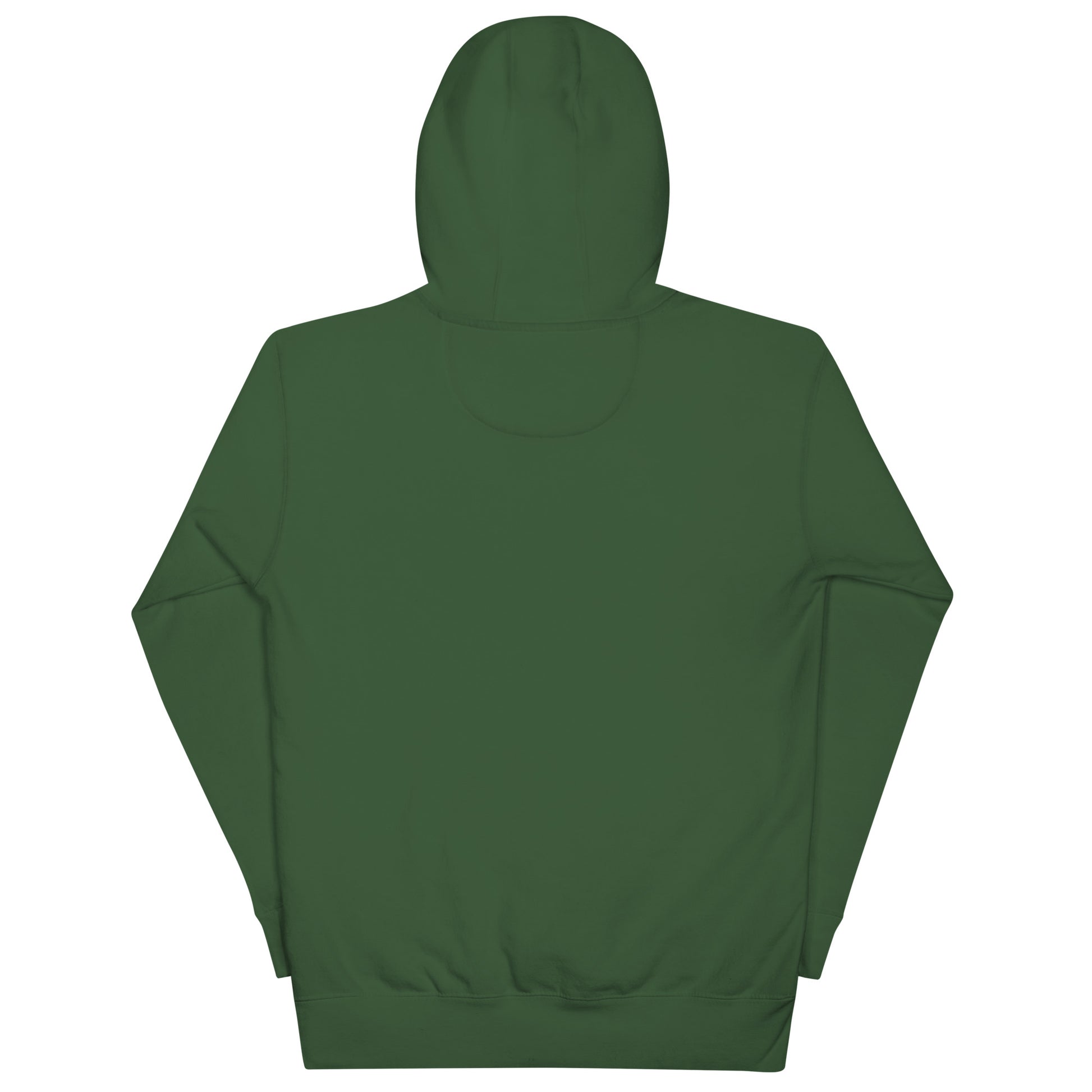 ABE All Black Everything Burgundy Embroidery Unisex Hoodie in forest green, showcasing its stylish and comfortable design.