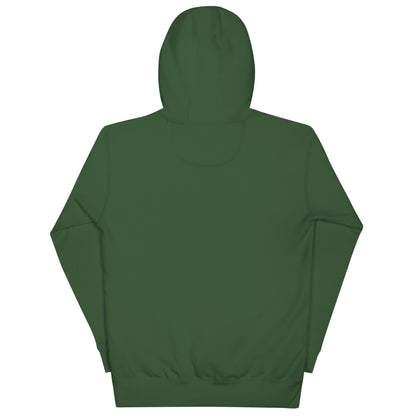 ABE All Black Everything Burgundy Embroidery Unisex Hoodie in forest green, showcasing its stylish and comfortable design.