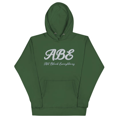 ABE Grey Embroidered Hoodie in forest green featuring stylish embroidery and a cozy pouch pocket for streetwear lovers.