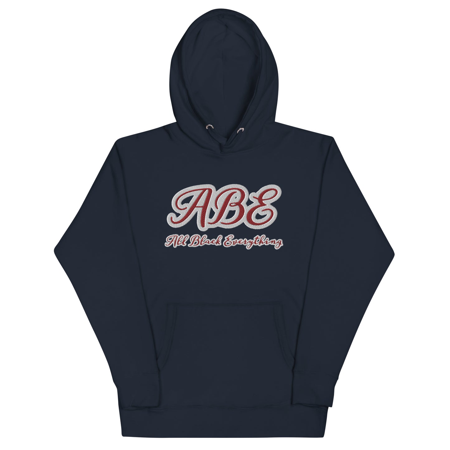 ABE All Black Everything Burgundy Embroidery Unisex Hoodie features stylish design and comfort, perfect for streetwear lovers.
