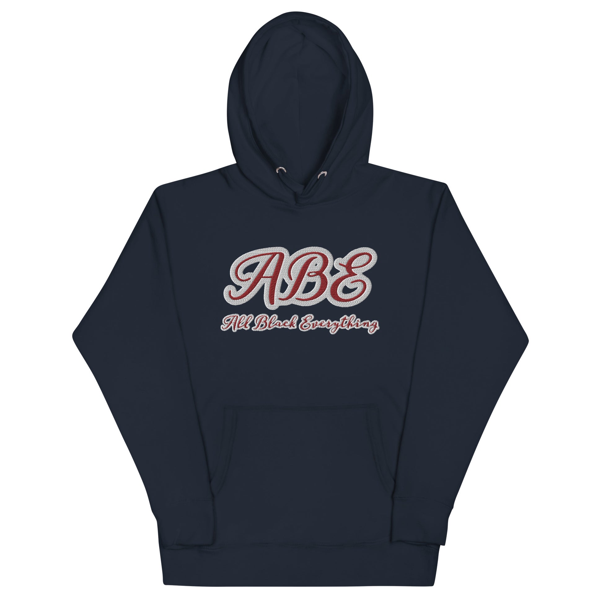ABE All Black Everything Burgundy Embroidery Unisex Hoodie features stylish design and comfort, perfect for streetwear lovers.