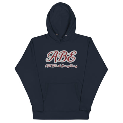 ABE All Black Everything Burgundy Embroidery Unisex Hoodie features stylish design and comfort, perfect for streetwear lovers.
