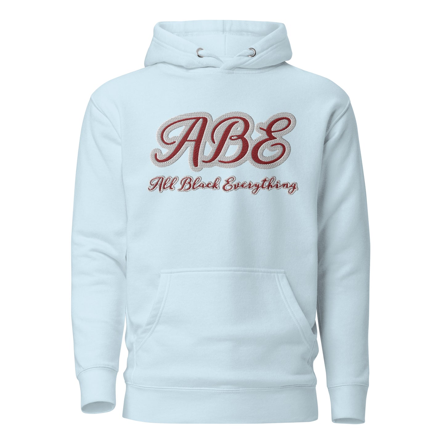 Style meets comfort in the ABE All Black Everything Burgundy Embroidery Unisex Hoodie, perfect for streetwear lovers.