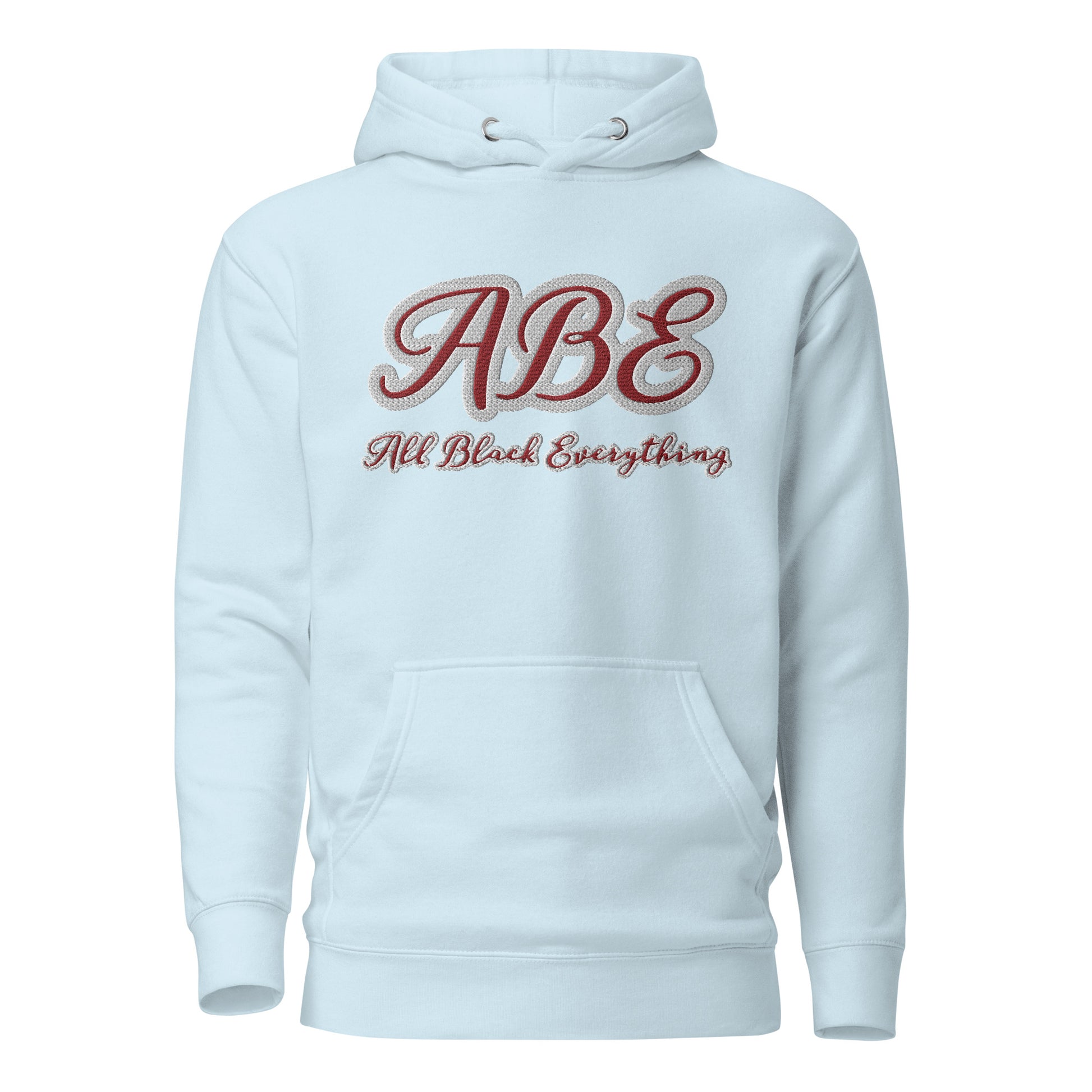 Style meets comfort in the ABE All Black Everything Burgundy Embroidery Unisex Hoodie, perfect for streetwear lovers.