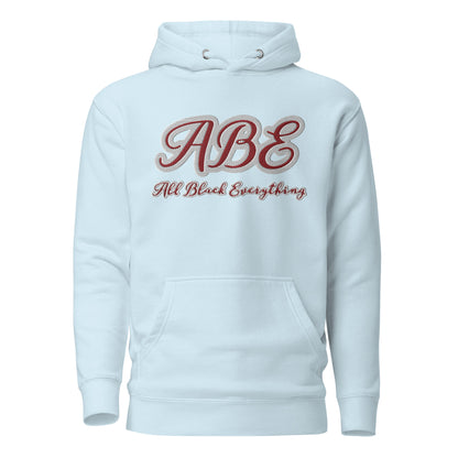 Style meets comfort in the ABE All Black Everything Burgundy Embroidery Unisex Hoodie, perfect for streetwear lovers.
