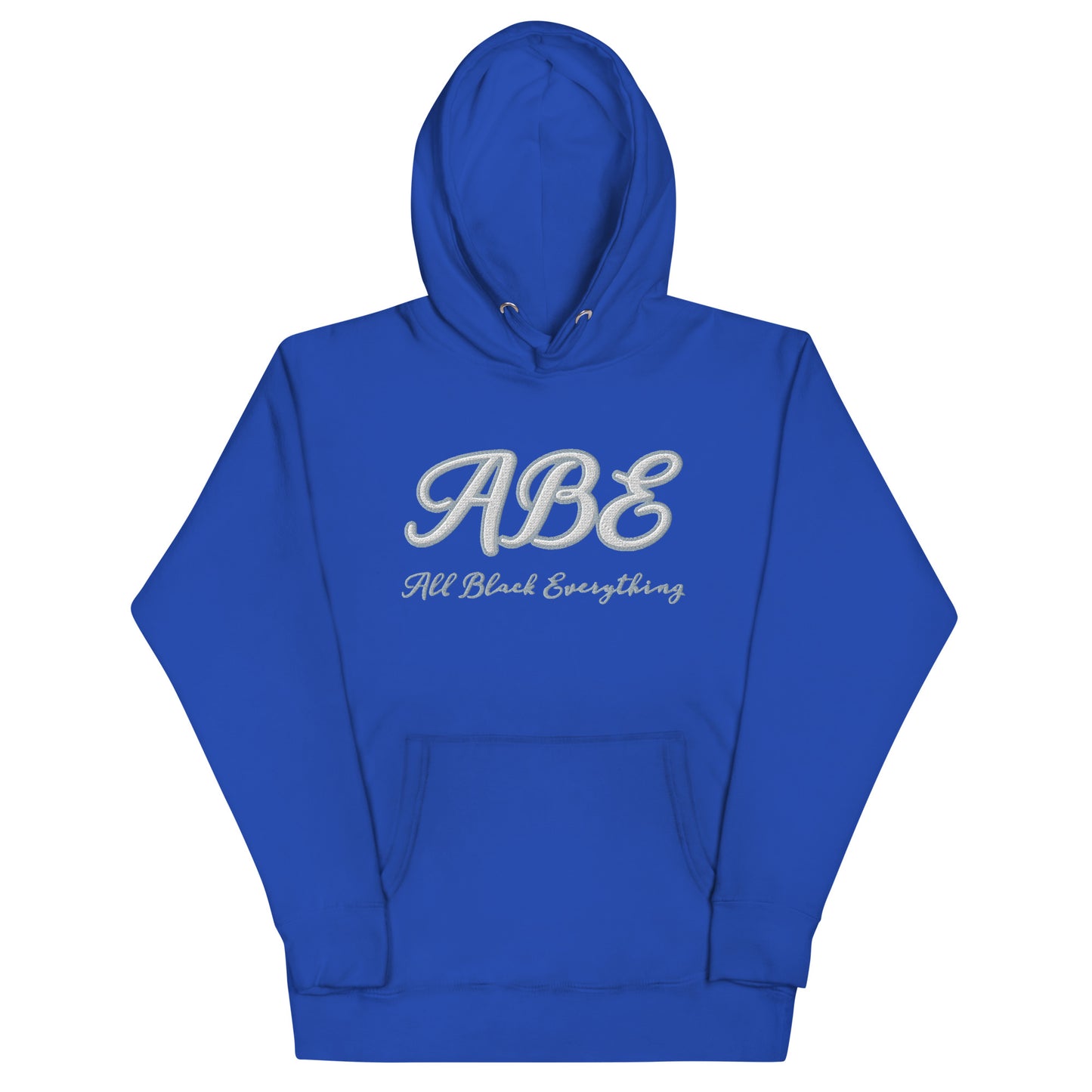 Stylish ABE Grey Embroidered Hoodie featuring a cozy design and pouch pocket, perfect for streetwear fans.