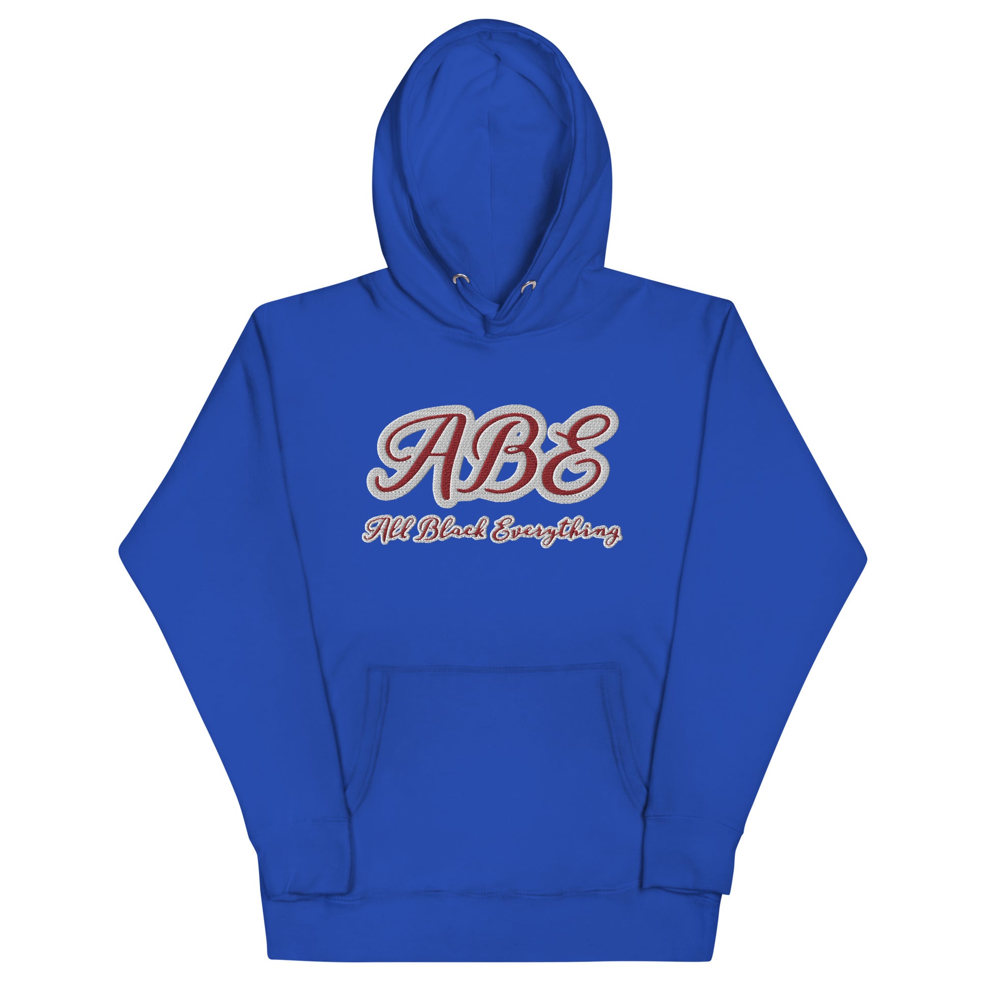 Stylish ABE All Black Everything Burgundy Embroidery Unisex Hoodie, perfect for elevating your streetwear wardrobe.