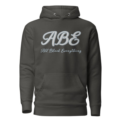 ABE Grey Embroidered Hoodie featuring stylish design, pouch pocket, and warmth for chilly evenings. Perfect streetwear choice!