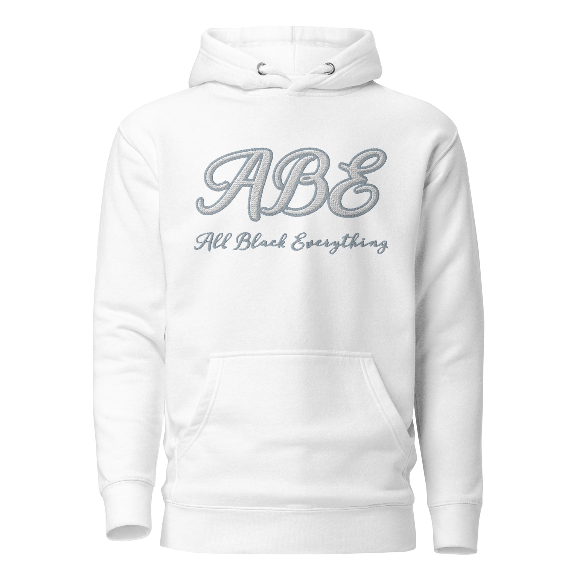 Stylish ABE Grey Embroidered Hoodie featuring a soft fabric and convenient pouch pocket, perfect for chilly evenings.